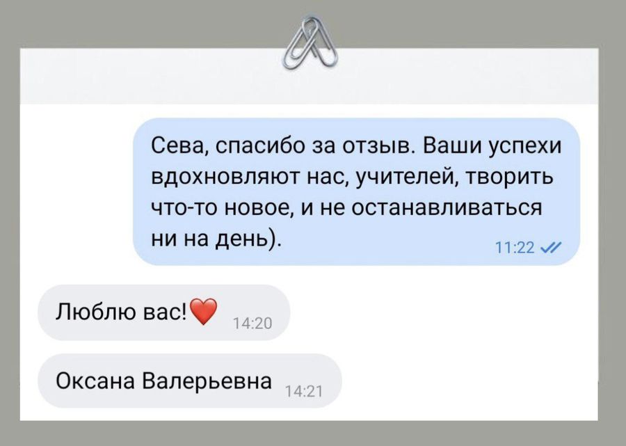 Отзыв ученика или родителя о занятиях в ПРО100КЛАСС