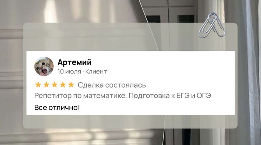 Отзыв ученика или родителя о занятиях в ПРО100КЛАСС