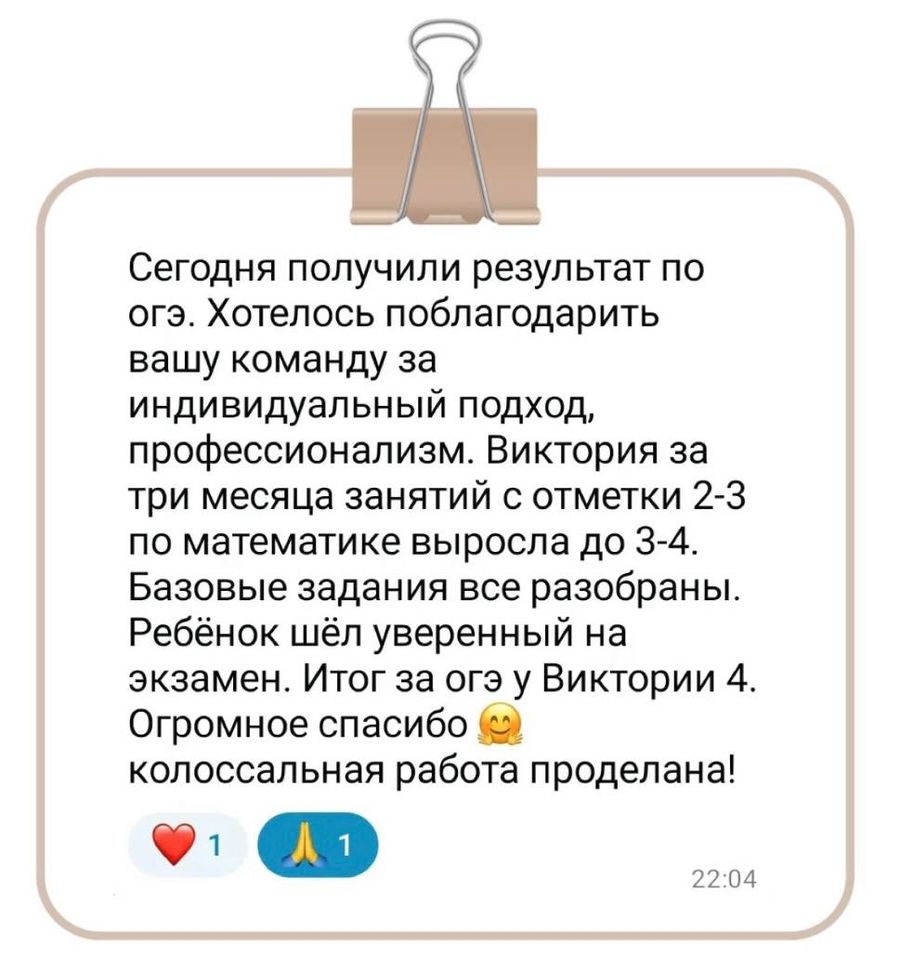 Отзыв ученика или родителя о занятиях в ПРО100КЛАСС